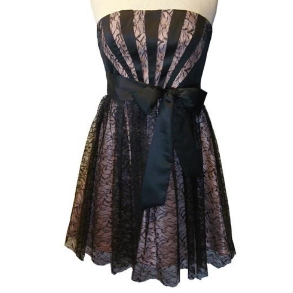 Black and blush homecoming dress